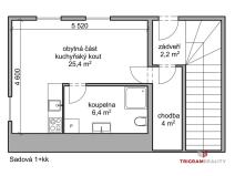 Pronájem bytu 1+kk, Sadová, 38 m2