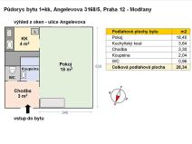 Pronájem bytu 1+kk, Praha - Modřany, Angelovova, 28 m2