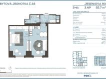 Prodej bytu 2+kk, Praha - Žižkov, Jeseniova, 55 m2