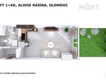Pronájem bytu 1+kk, Olomouc, Aloise Rašína, 28 m2
