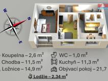 Pronájem bytu 2+1, Kolín - Kolín III, Čechovy sady, 63 m2