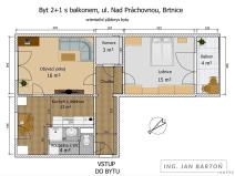 Prodej bytu 2+1, Brtnice, Nad Práchovnou, 57 m2