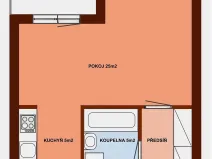 Pronájem bytu 1+kk, Brno, Dusíkova, 40 m2