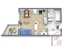 Pronájem bytu 1+kk, Praha - Podolí, Jeremenkova, 44 m2