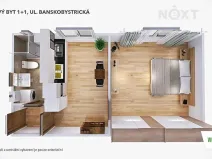 Pronájem bytu 1+1, Šumperk, Banskobystrická, 38 m2