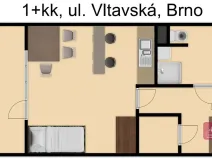 Prodej bytu 1+kk, Brno, Vltavská, 30 m2