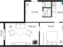 Pronájem bytu 2+1, Praha - Strašnice, Nosická, 52 m2