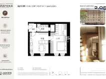 Prodej bytu 2+kk, Praha - Smíchov, Grafická, 42 m2
