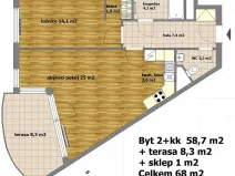 Pronájem bytu 2+kk, Praha - Stodůlky, Melodická, 59 m2