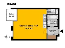 Pronájem bytu 1+kk, Velký Osek, U hřiště, 33 m2