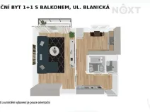 Prodej bytu 1+1, Šumperk, Blanická, 39 m2