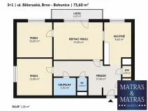 Prodej bytu 3+1, Brno, Běloruská, 73 m2