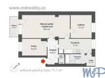 Pronájem bytu 3+1, Jihlava, Brtnická, 73 m2