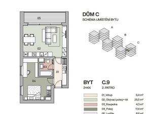 Prodej bytu 2+kk, Praha - Vysočany, Pod Krocínkou, 54 m2