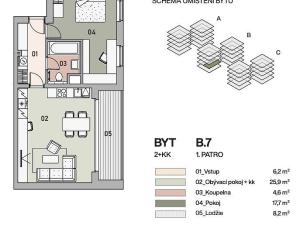 Prodej bytu 2+kk, Praha - Vysočany, Pod Krocínkou, 59 m2