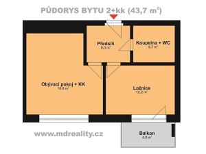 Pronájem bytu 2+kk, Jihlava, Vrchlického, 44 m2