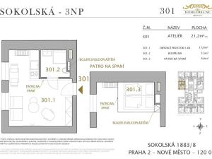 Prodej bytu 1+kk, Praha - Nové Město, Sokolská, 21 m2