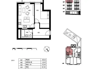 Pronájem bytu 2+kk, Praha - Nusle, U Pernštejnských, 51 m2