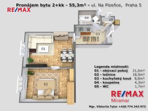 Pronájem bytu 2+1, Praha - Smíchov, Na Plzeňce, 55 m2