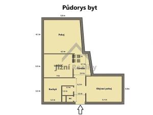 Prodej bytu 3+1, Nové Hrady, Komenského, 80 m2