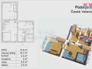 Prodej bytu 2+1, České Velenice, Riegrova, 46 m2