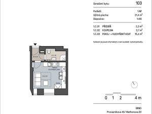 Pronájem bytu 1+kk, Brno, Mathonova, 19 m2