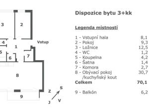 Pronájem bytu 3+kk, Brno, Křídlovická, 76 m2