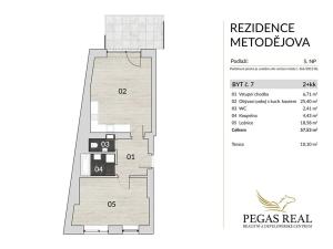 Pronájem bytu 2+kk, Brno, Metodějova, 57 m2