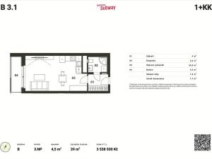 Prodej bytu 1+kk, Plzeň, Kamenická, 39 m2