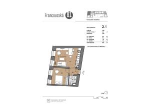 Prodej bytu 2+kk, Brno, Francouzská, 44 m2