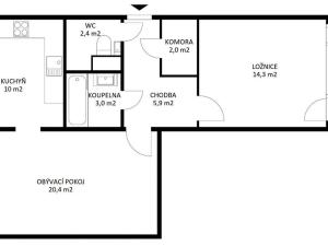 Pronájem bytu 2+1, Chomutov, Březenecká, 59 m2