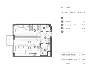 Pronájem bytu 2+kk, Praha - Vysočany, Stejnosměrná, 61 m2