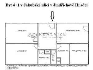 Prodej bytu 4+1, Jindřichův Hradec, Jakubská, 82 m2