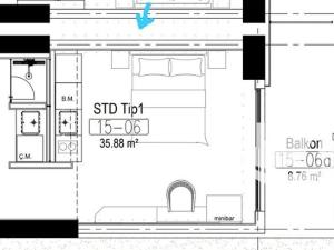 Prodej bytu 1+kk, Trikomo, Kypr, 39 m2