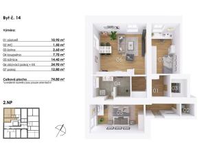 Prodej bytu 3+kk, Postupice, Blanická, 75 m2