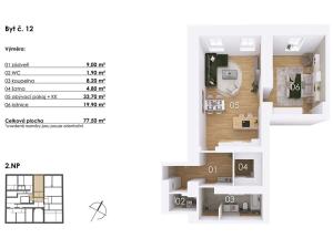 Prodej bytu 2+kk, Postupice, Blanická, 78 m2