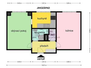 Pronájem bytu 2+1, Jindřichův Hradec, sídliště Vajgar, 57 m2