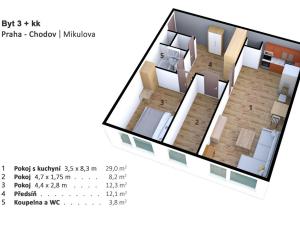 Pronájem bytu 3+kk, Praha - Chodov, Mikulova, 64 m2
