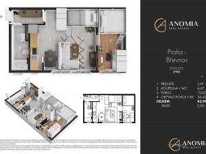 Prodej bytu 2+kk, Praha - Břevnov, Mládeže, 43 m2