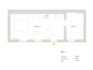 Pronájem bytu 1+kk, Brno, Boženy Němcové, 27 m2