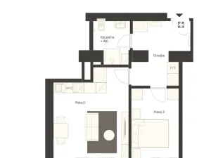 Pronájem bytu 2+kk, Praha - Holešovice, Veletržní, 46 m2