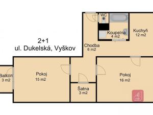 Prodej bytu 2+1, Vyškov, Dukelská, 58 m2