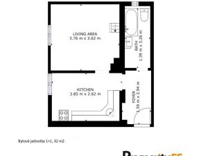 Pronájem bytu 1+1, Děčín - Děčín IX-Bynov, Bynovská, 32 m2