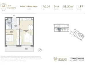 Prodej bytu 2+kk, Praha - Hlubočepy, Na Zlíchově, 53 m2
