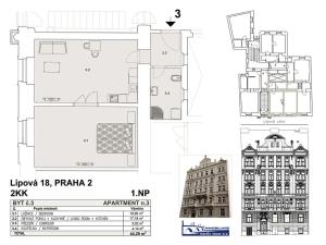 Pronájem bytu 2+kk, Praha - Nové Město, Lípová, 44 m2
