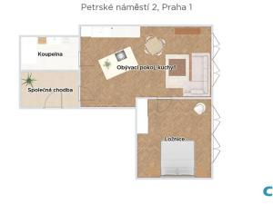 Pronájem bytu 2+kk, Praha - Nové Město, Petrské náměstí, 40 m2