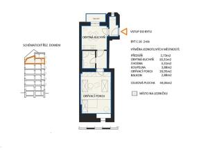 Pronájem bytu 2+kk, Brno, Cihlářská, 44 m2
