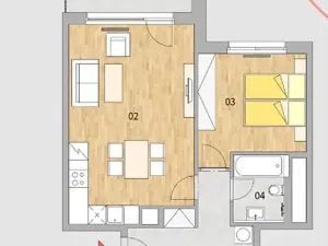 Pronájem bytu 2+kk, Praha - Modřany, Mezi vodami, 54 m2