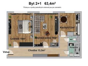 Prodej bytu 2+1, Praha - Strašnice, Krupská, 63 m2