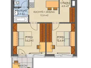 Prodej bytu 2+1, Praha - Hlubočepy, Vítové, 52 m2